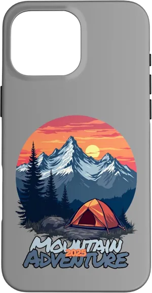 Mountain Adventure 2025 - Wilderness Camping Retro Sunset Case for iPhone 16 Pro Max