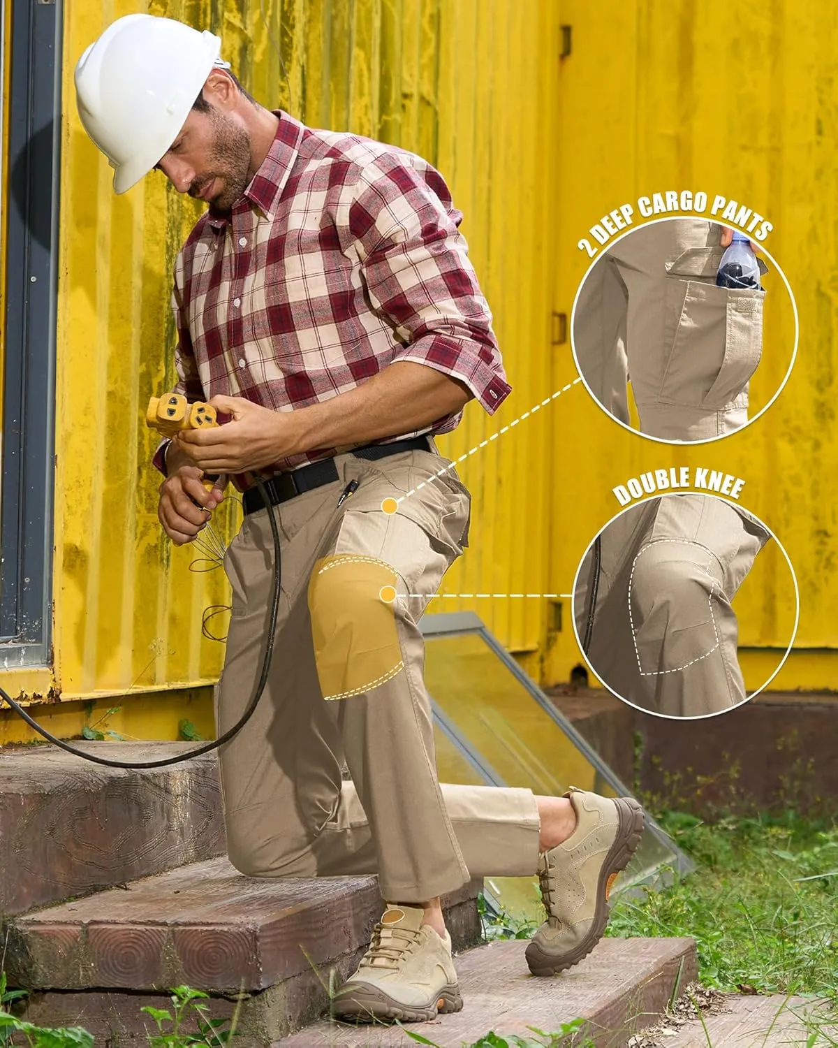MOURCE Mens Cargo Work Pants, Ripstop Stretch Tactical Pants, Outdoor Water Resistant Hiking Pants (No Belt)