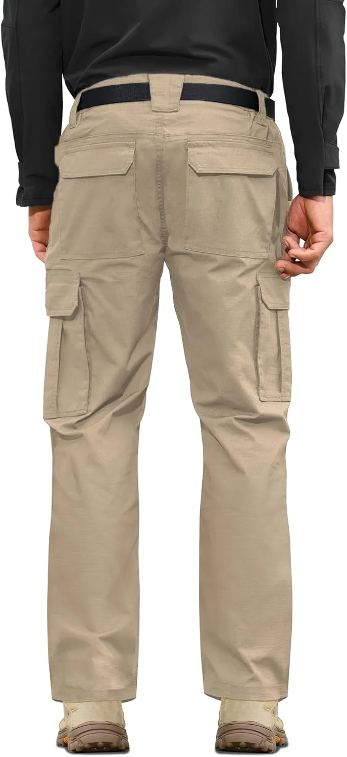 MOURCE Mens Cargo Work Pants, Ripstop Stretch Tactical Pants, Outdoor Water Resistant Hiking Pants (No Belt)