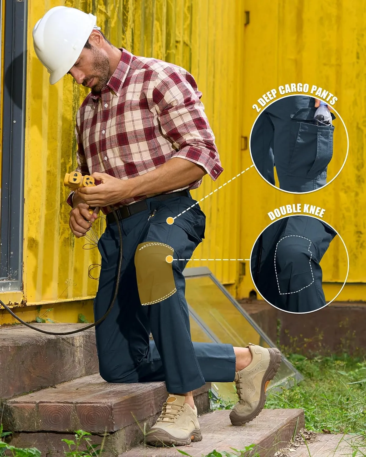 MOURCE Mens Cargo Work Pants, Ripstop Stretch Tactical Pants, Outdoor Water Resistant Hiking Pants (No Belt)