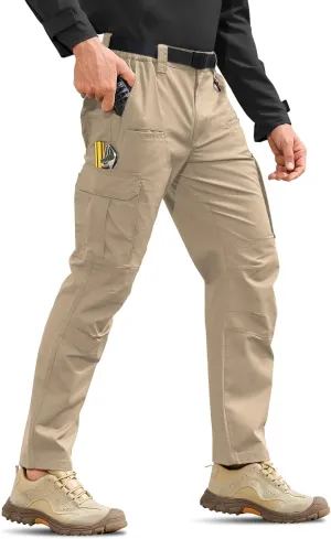 MOURCE Mens Cargo Work Pants, Ripstop Stretch Tactical Pants, Outdoor Water Resistant Hiking Pants (No Belt)