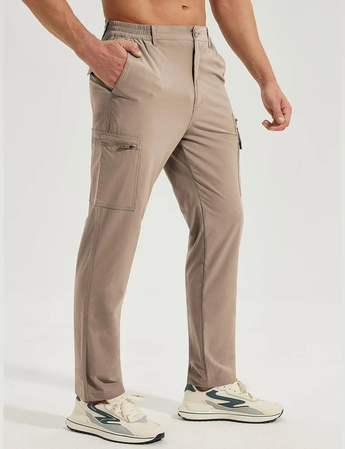MOURCE Mens Hiking Pants Lightweight - Quick Dry Water Resistant Travel Pants with 7 Pockets for Camping Fishing Outdoor