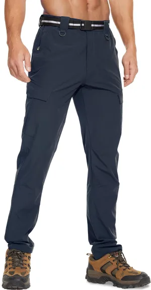 MOURCE Men's Hiking Pants Outdoor Water Resistant Flex Ripstop Cargo Pants Quick Dry Lightweight Fit Pants 6 Pockets and Belt