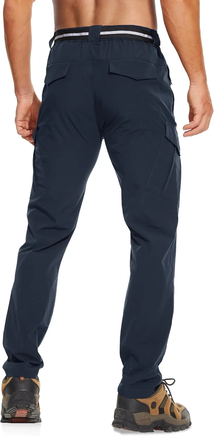 MOURCE Men's Hiking Pants Outdoor Water Resistant Flex Ripstop Cargo Pants Quick Dry Lightweight Fit Pants 6 Pockets and Belt