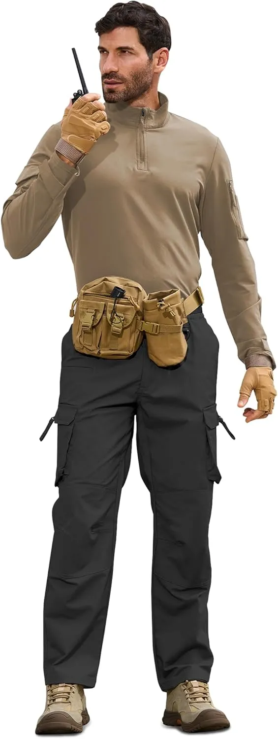 MOURCE Men's Tactical Pants Ripstop - Water-Resistant Lightweight Cargo Work Hiking Pants with 10 Pockets for Outdoor & EDC