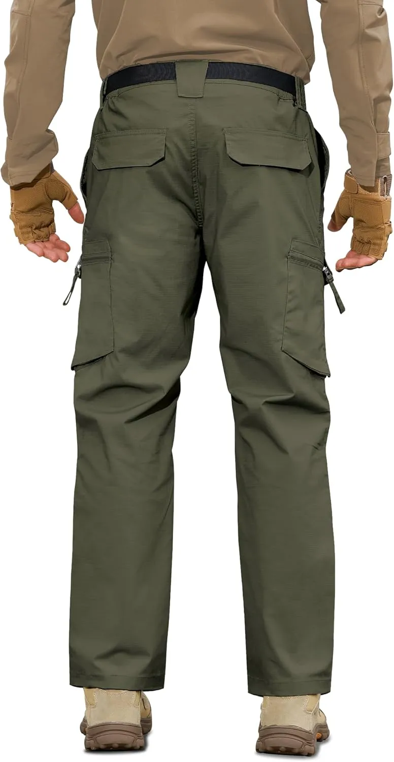 MOURCE Men's Tactical Pants Ripstop - Water-Resistant Lightweight Cargo Work Hiking Pants with 10 Pockets for Outdoor & EDC