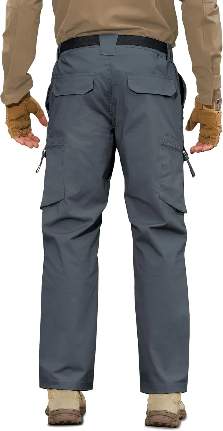 MOURCE Men's Tactical Pants Ripstop - Water-Resistant Lightweight Cargo Work Hiking Pants with 10 Pockets for Outdoor & EDC