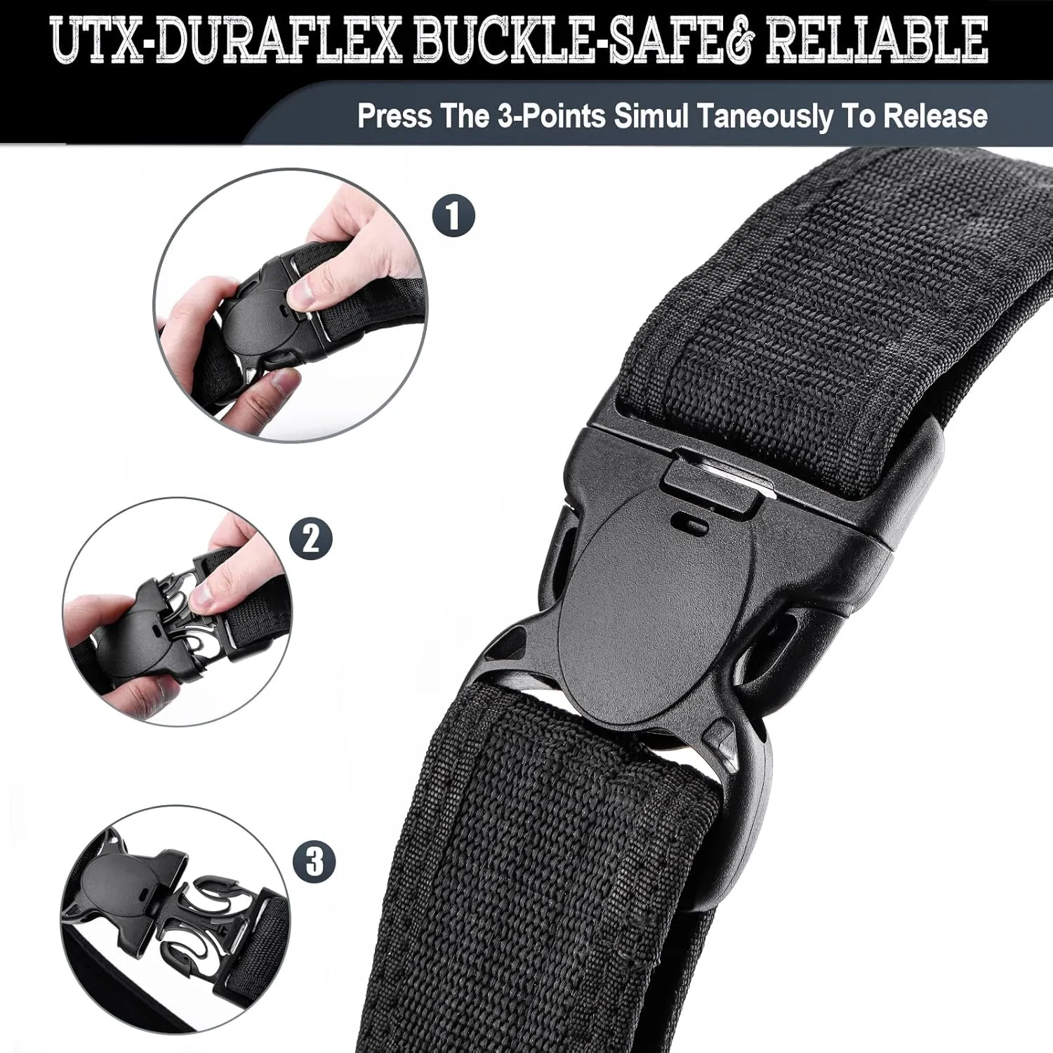 MOZETO Duty Belt, 2" Police Security Nylon Duty Belts Law Enforcement Officer with 2 Key Holder and 4 Belt Keepers