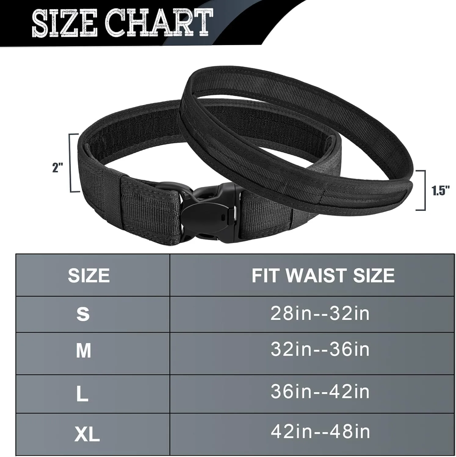 MOZETO Duty Belt, 2" Police Security Nylon Duty Belts Law Enforcement Officer with 2 Key Holder and 4 Belt Keepers