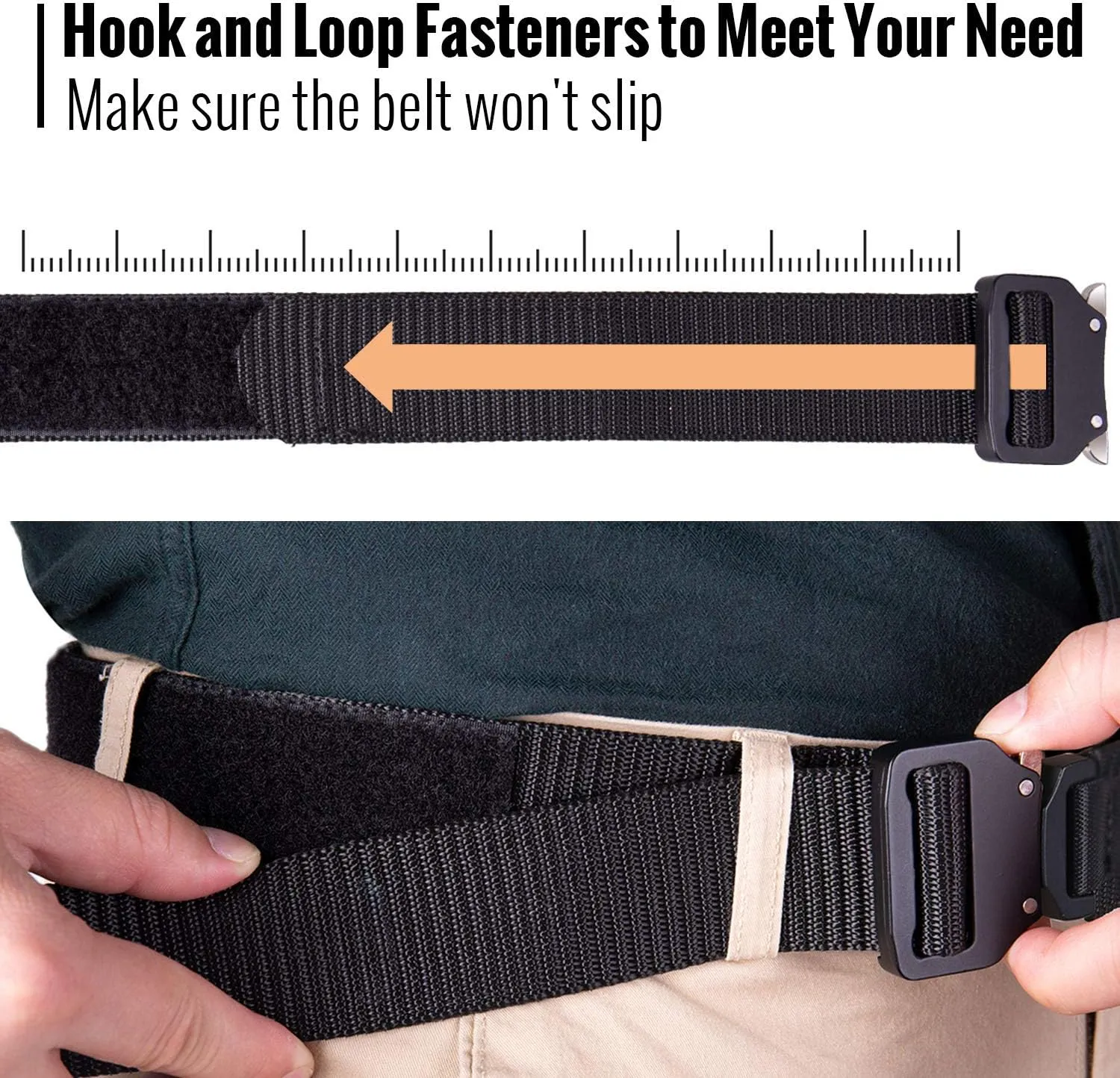 MOZETO Tactical Belt, 2 PCS Hiking Work Nylon Web Belt with Heavy Duty Quick Release Buckle