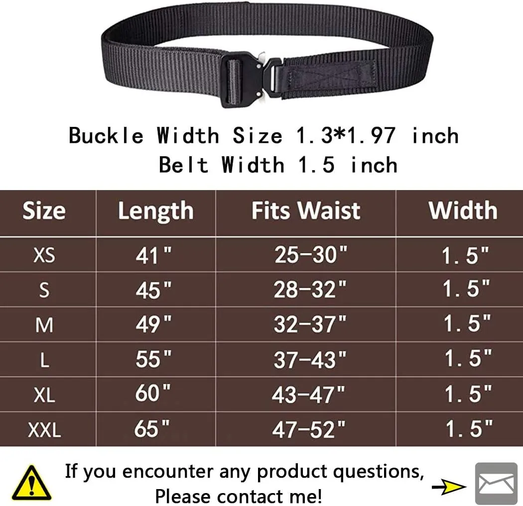 MOZETO Tactical Belt, 2 PCS Hiking Work Nylon Web Belt with Heavy Duty Quick Release Buckle