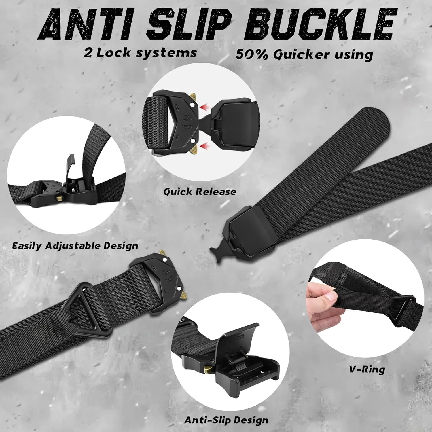 MOZETO Tactical Belt for Men 1.5" Nylon Combat Work Emt Heavy Duty Belt with Quick Release Talon Buckle