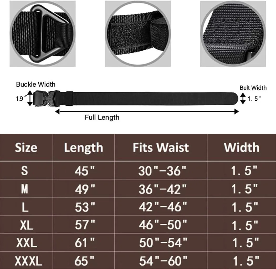 MOZETO Tactical Belt for Men 1.5" Nylon Combat Work Emt Heavy Duty Belt with Quick Release Talon Buckle