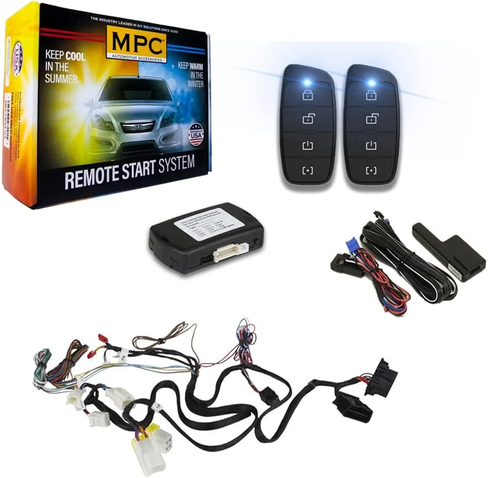 MPC (2) 4-Button Extended Range 2-Way Remote Start Kit Compatible with 2009-2014 Nissan Cube Push-to-Start ONLY - T-Harness - Firmware Preloaded - FlashLink Updater