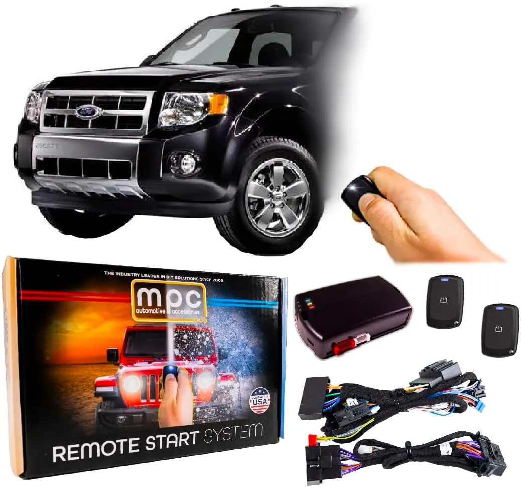 MPC Complete 1-Button Remote Start Kit Compatible with Ford Escape 2008-2012 Plug & Play - with T-Harness