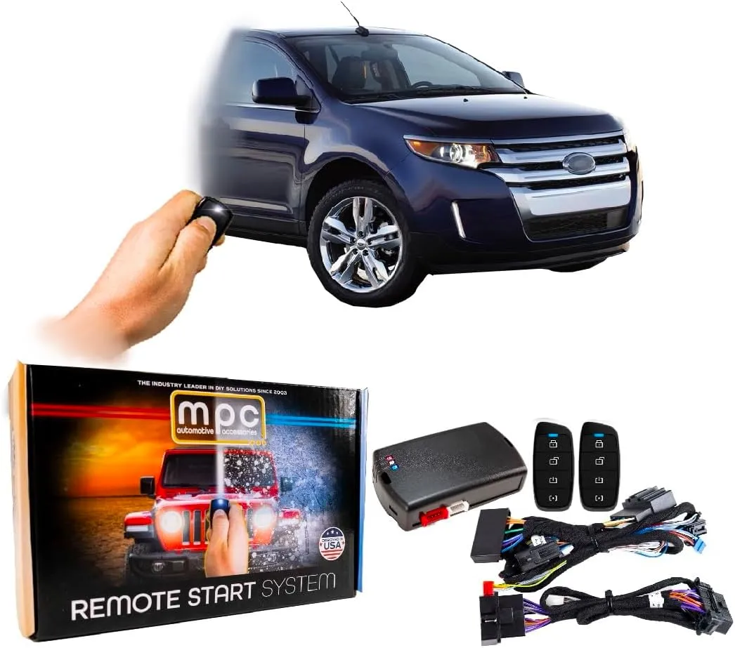 MPC Complete 4-Button Remote Start Kit Compatible with 2007-2010 Ford Edge - T-Harness - Includes (2) 4-Button Extended Range Remotes - Up to 3,000 ft - Firmware Preloaded - USA Tech Support