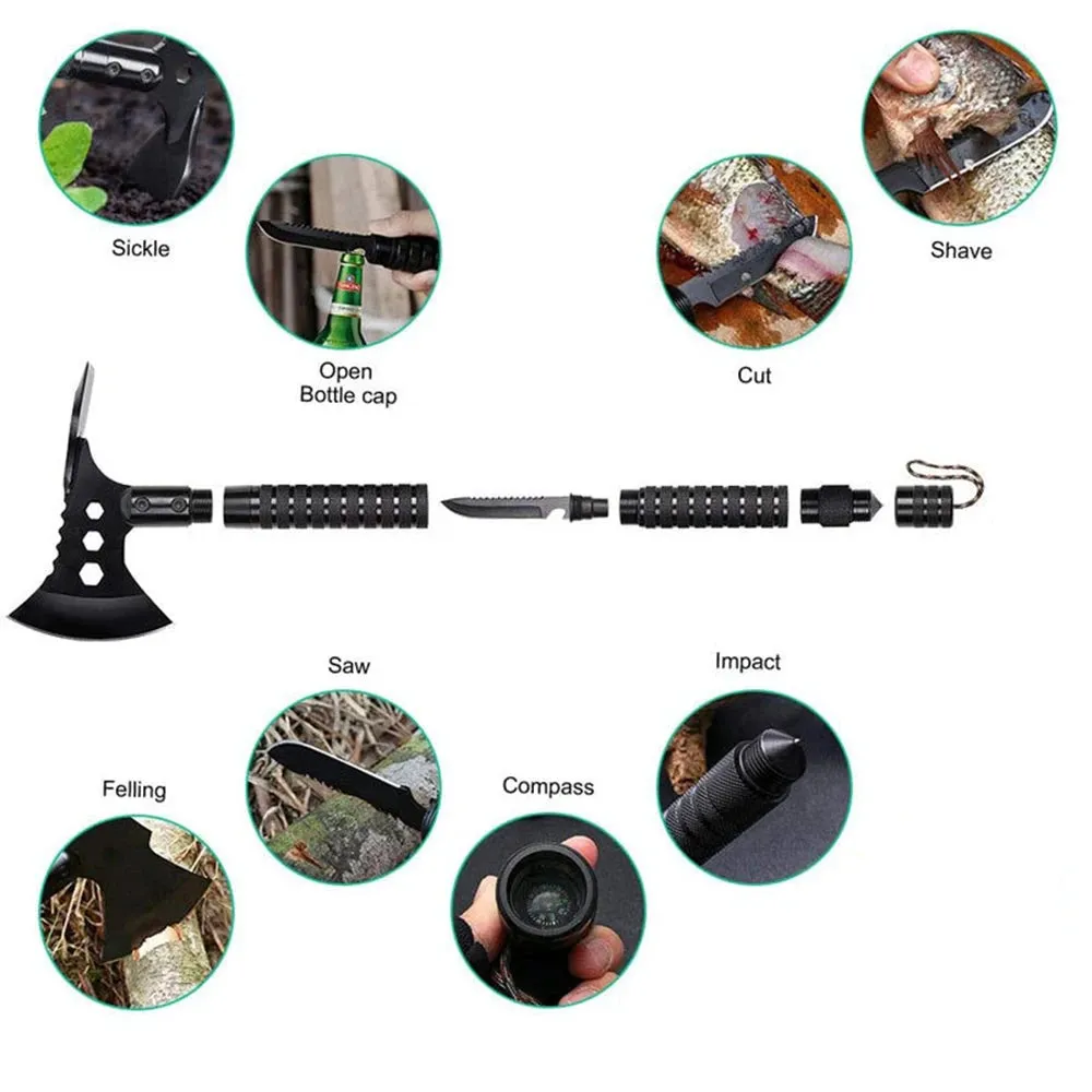 Multifunctional Survival Axe Kit,Outdoor Hammer Tactical Axe Set,Quick Draw Self Defense Survival Equipment Camp Engineer Axe