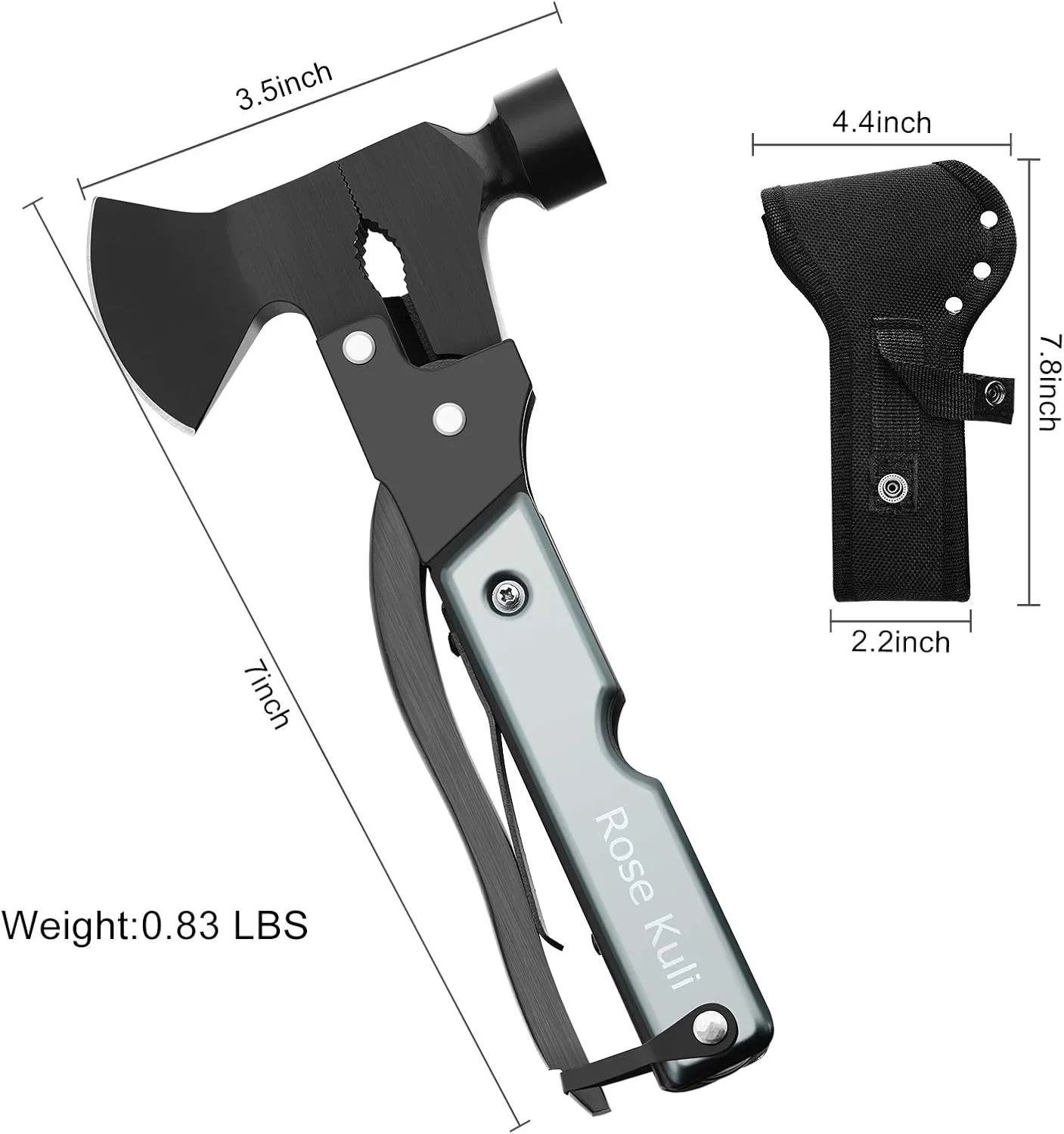 Multitool Camping Accessories Gifts for Men Dad, 18 in 1 Survival Compact Hatchet Multi Tools with Knife Axe Hammer Saw Screwdrivers Pliers Bottle Opener for Hunting Hiking Fishing