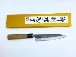 Munetoshi Petty Knife Kurouchi Nashiji 150mm (6") White 2 Steel Hand Forged Blade