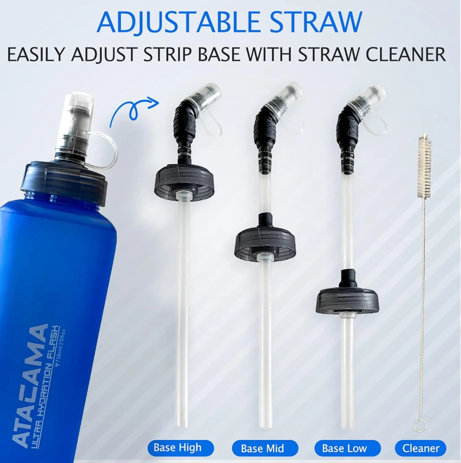 MyBand Atacama Ultra Hydration Soft Flask - Running Water Bottle - 750ml/25oz Capacity - Leak Proof Collapsible Bottles – Food Grade TPU Material - Wide Cap Opening & Straw Cleaner - Pack of 2