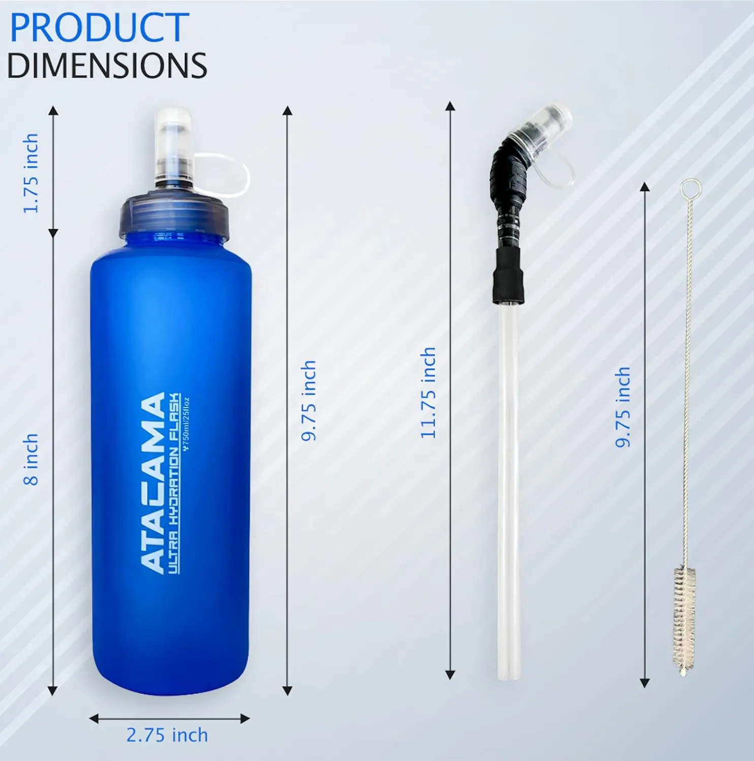 MyBand Atacama Ultra Hydration Soft Flask - Running Water Bottle - 750ml/25oz Capacity - Leak Proof Collapsible Bottles – Food Grade TPU Material - Wide Cap Opening & Straw Cleaner - Pack of 2