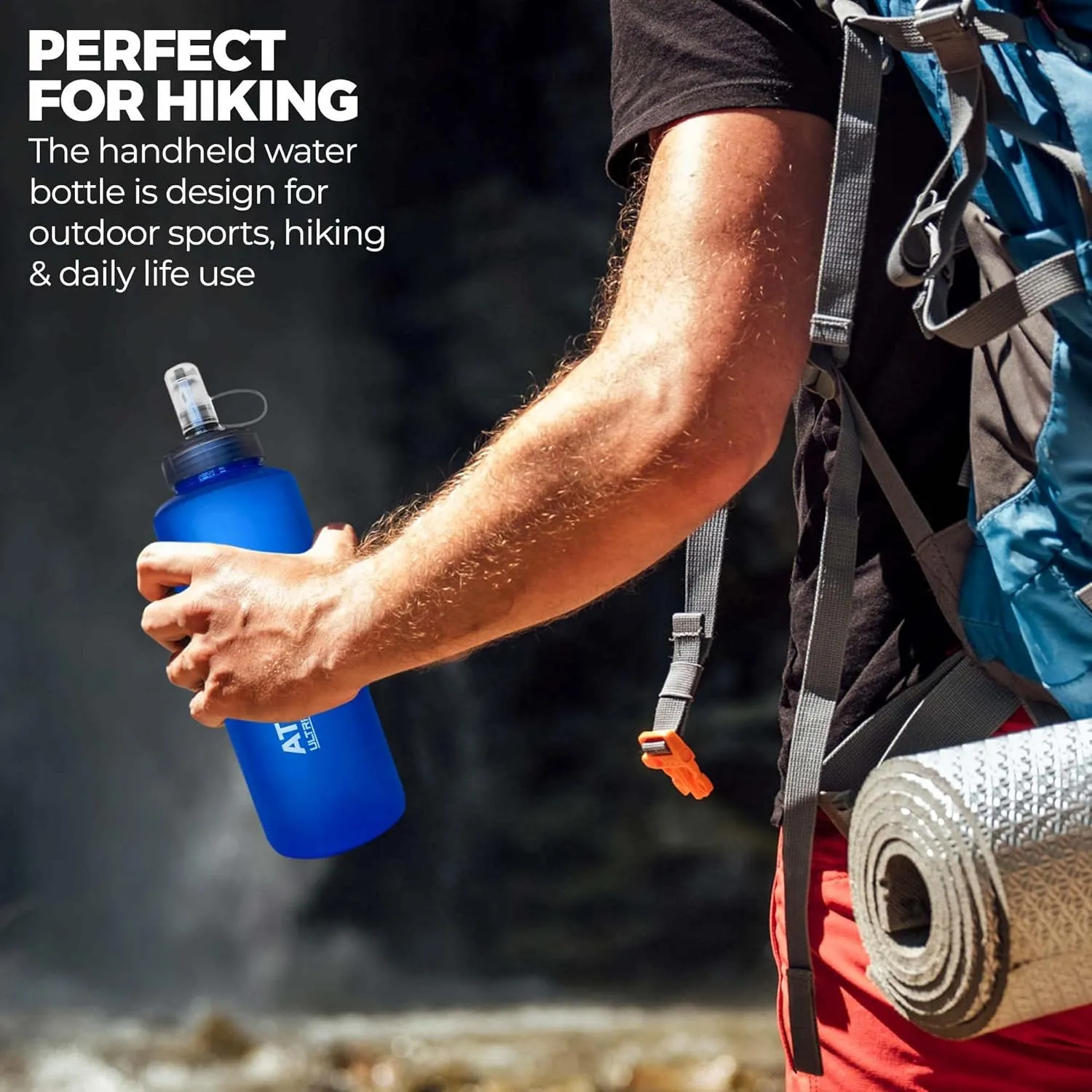 MyBand Atacama Ultra Hydration Soft Flask - Running Water Bottle - 750ml/25oz Capacity - Leak Proof Collapsible Bottles – Food Grade TPU Material - Wide Cap Opening & Straw Cleaner - Pack of 2