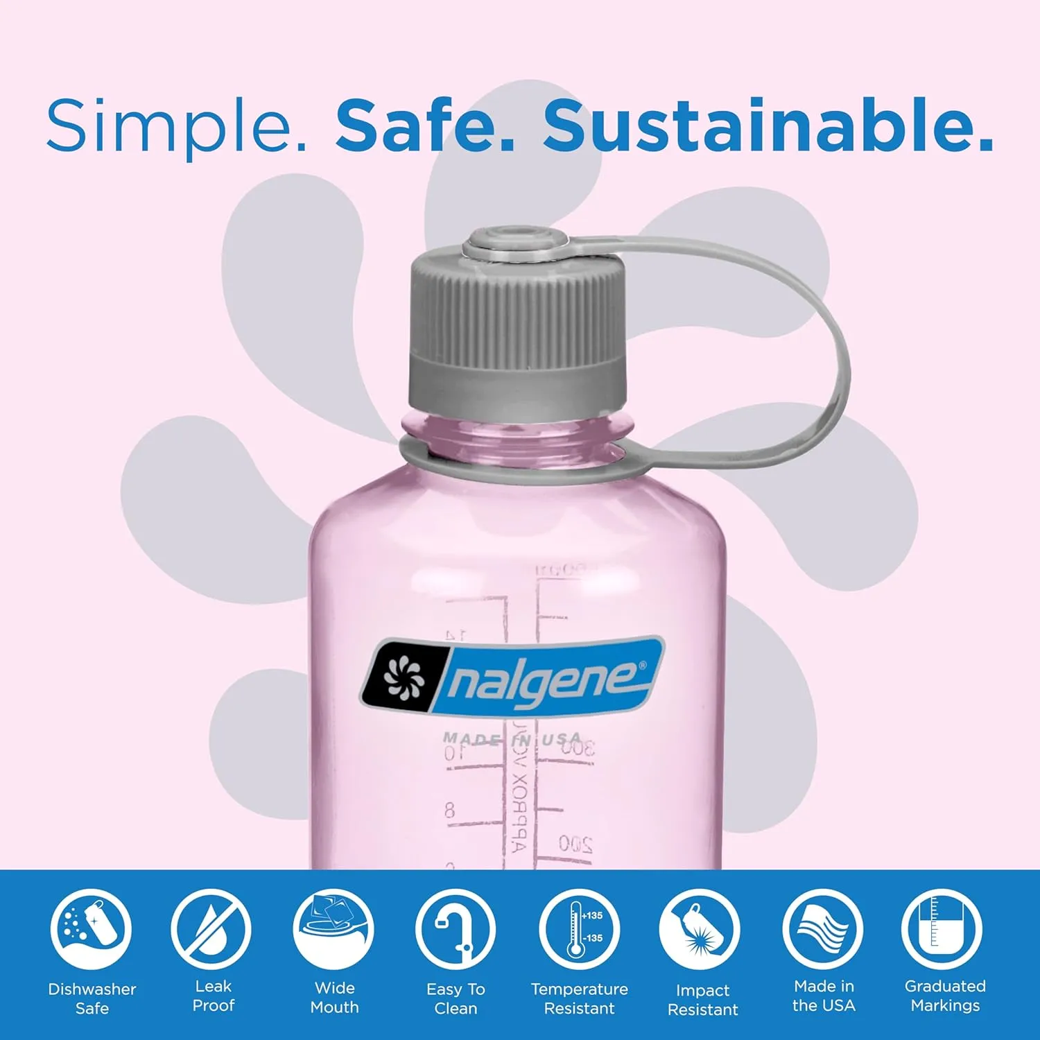 Nalgene Sustain Tritan BPA-Free Water Bottle Made with Material Derived from 50% Plastic Waste (Using ISCC Certified Mass Balance), 16 OZ, Narrow Mouth, Cosmo