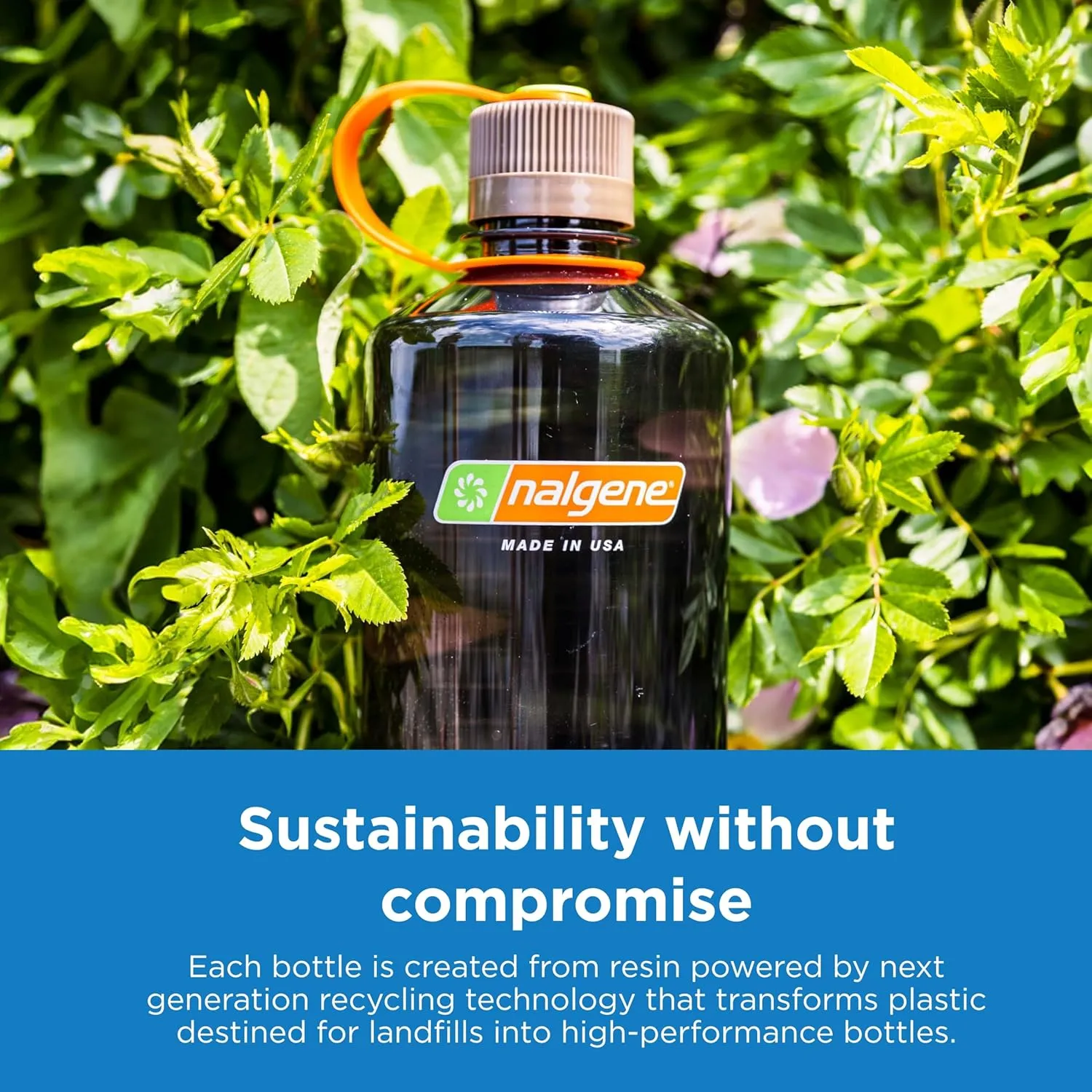 Nalgene Sustain Tritan BPA-Free Water Bottle Made with Material Derived from 50% Plastic Waste (Using ISCC Certified Mass Balance), 16 OZ, Narrow Mouth, Cosmo