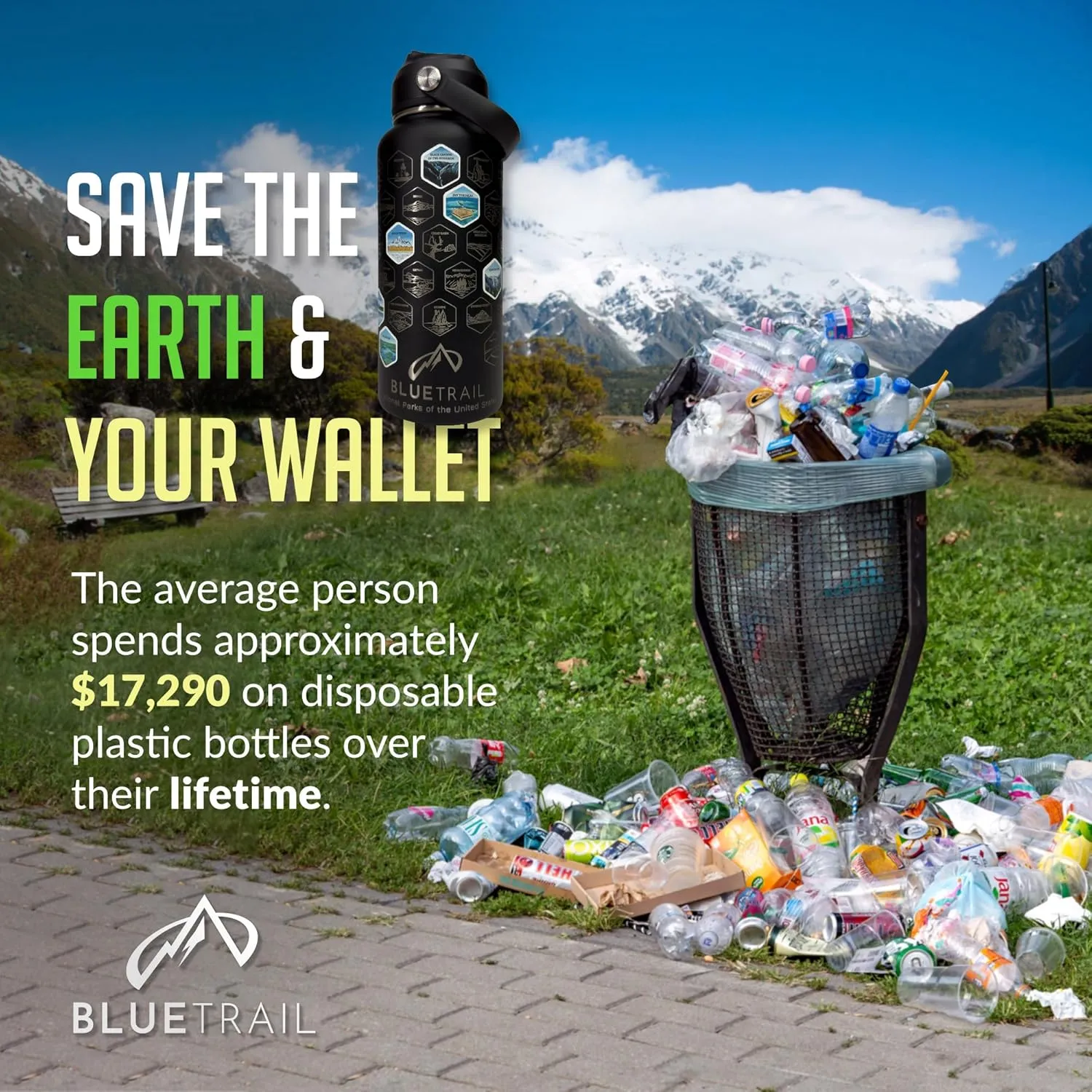National Parks Water Bottle with Stickers