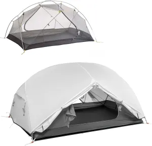 Naturehike Mongar Backpacking Tent 2 Person, Ultralight Tent Double Layer Pop Up Instant Free Standing Waterproof Tent for Bike Camping Hiking, 3 Season Outdoor Camping, Gray-20D Nylon