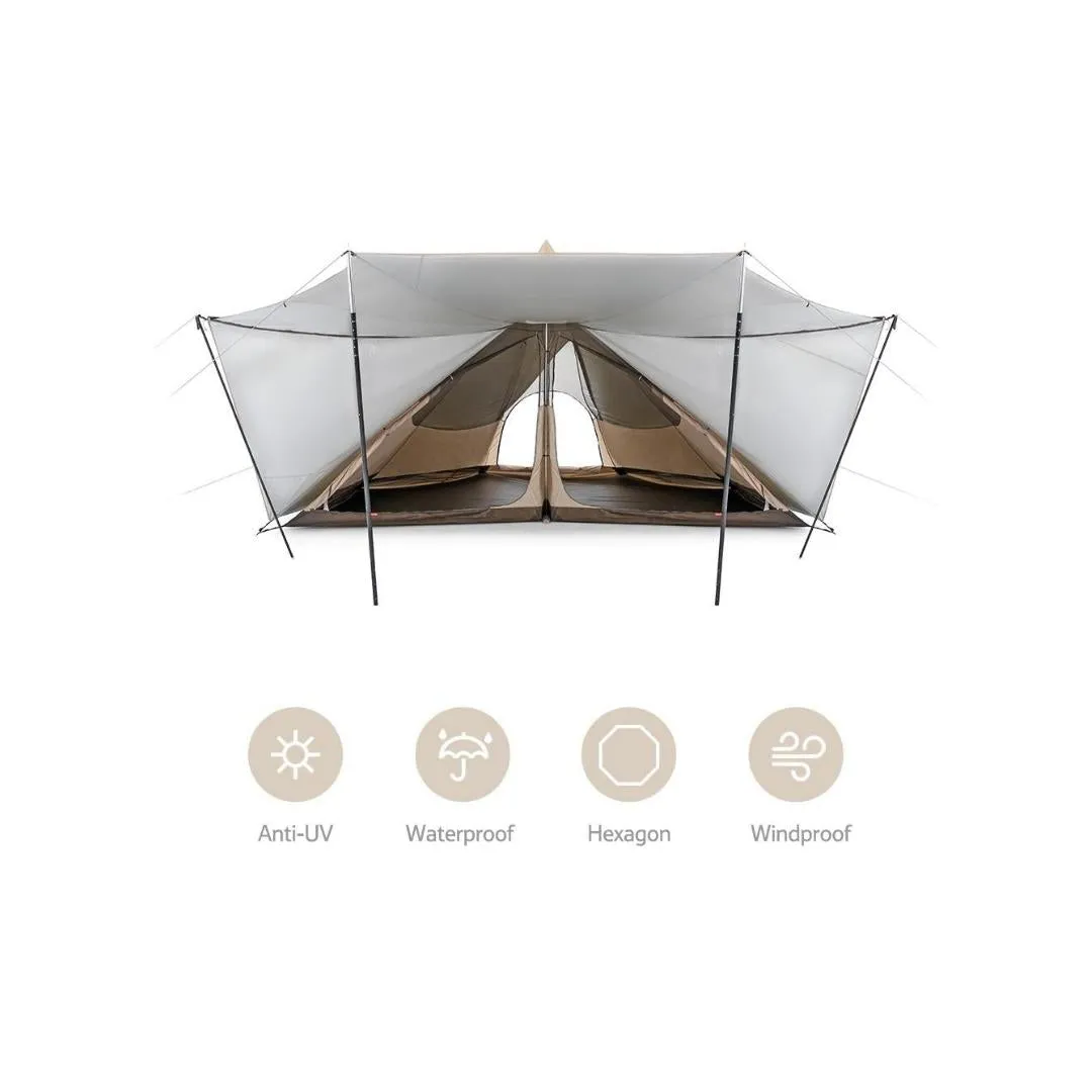 NatureHike NH20ZP014 Octagon Ranch Pyramid Tent (5-8person) and NH21PJ050 Octagon Ranch Pyramid Tent Mat