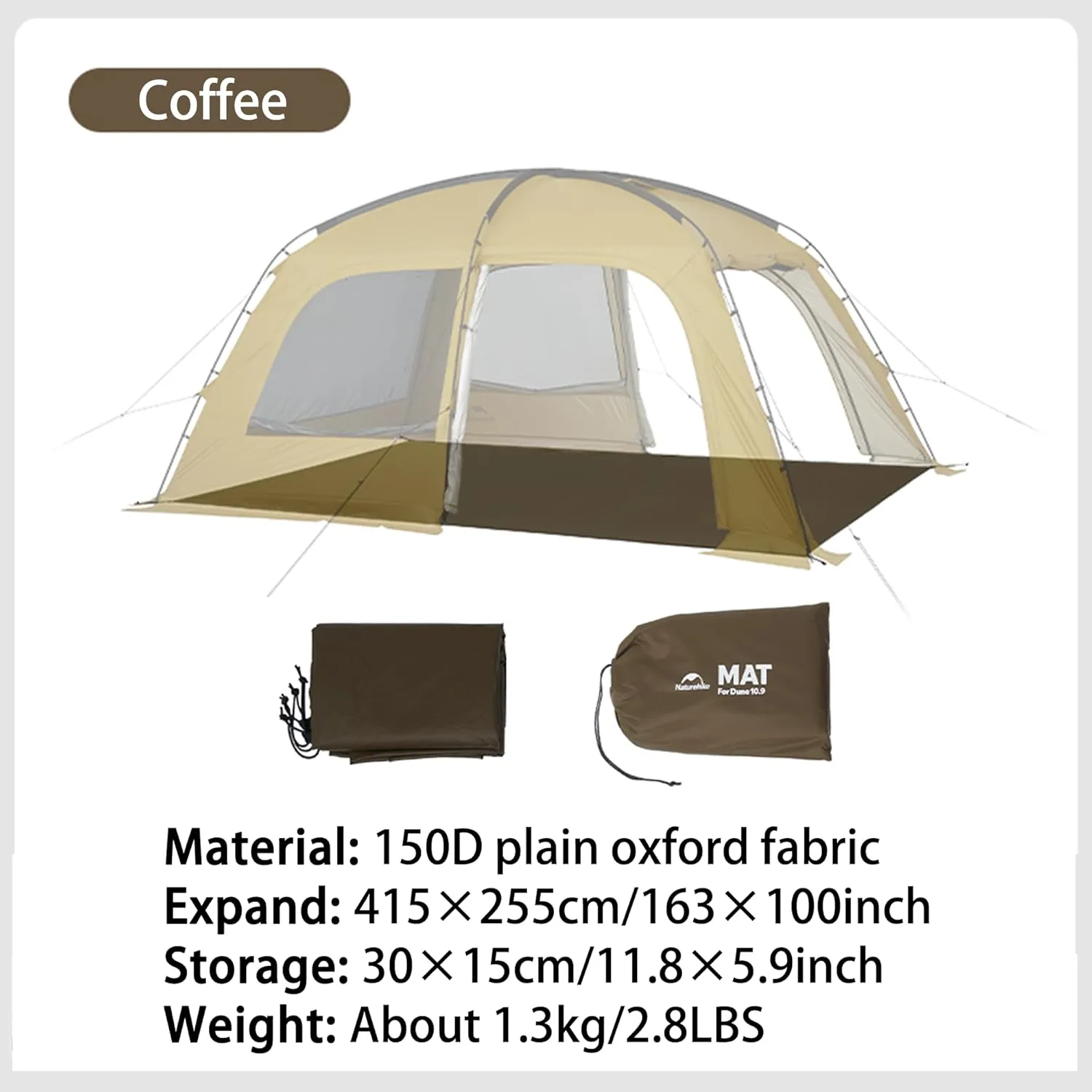 Naturehike7.6 Double Person 4-Seasons Camping Tent, UPF50  Sun Protection Tent with 7001 Aluminum Alloy Poles, PU2000mm  Waterproof Tent for Outdoor Camping,Picnic
