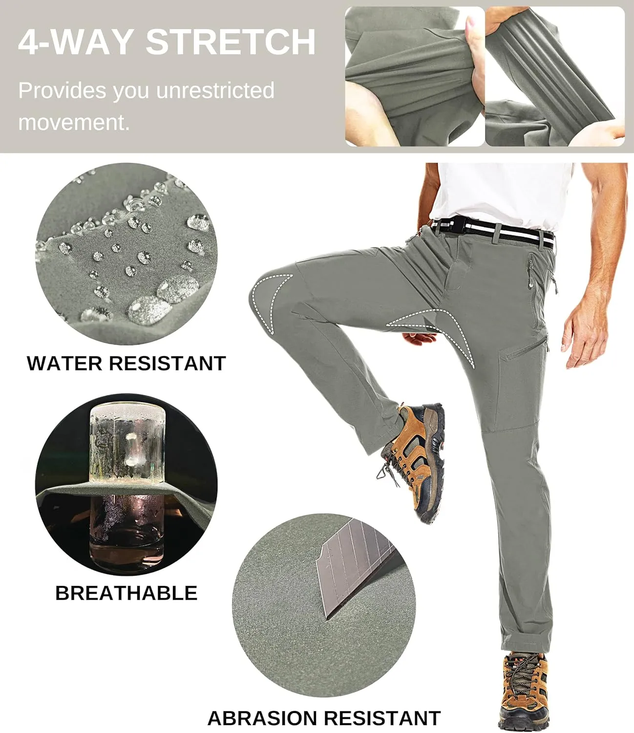 NATUVENIX Hiking Pants Men Lightweight Mens Travel Pants Stretchy Work Pants for Men Quick Dry Fishing Pants Outdoor
