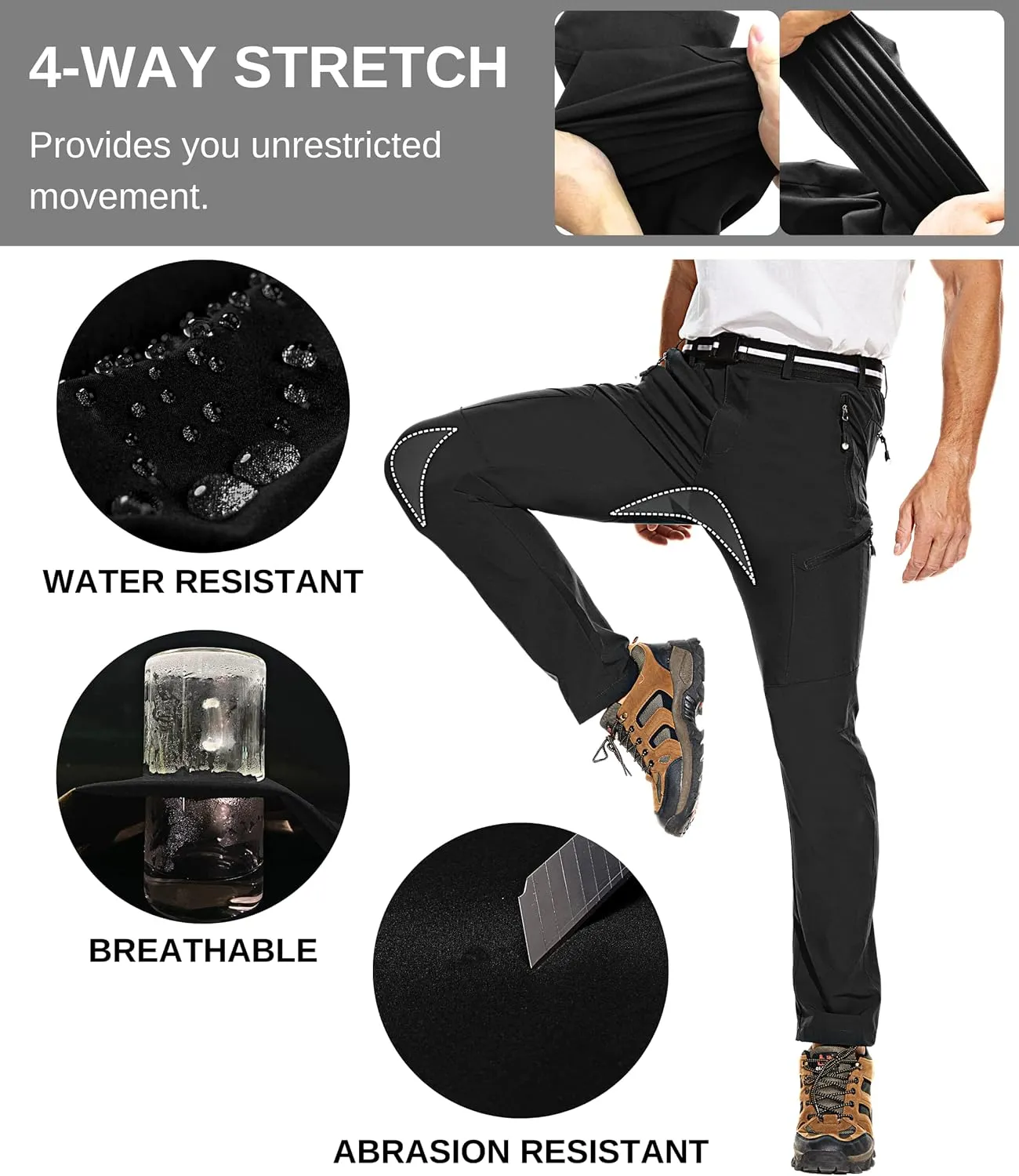 NATUVENIX Hiking Pants Men Lightweight Mens Travel Pants Stretchy Work Pants for Men Quick Dry Fishing Pants Outdoor