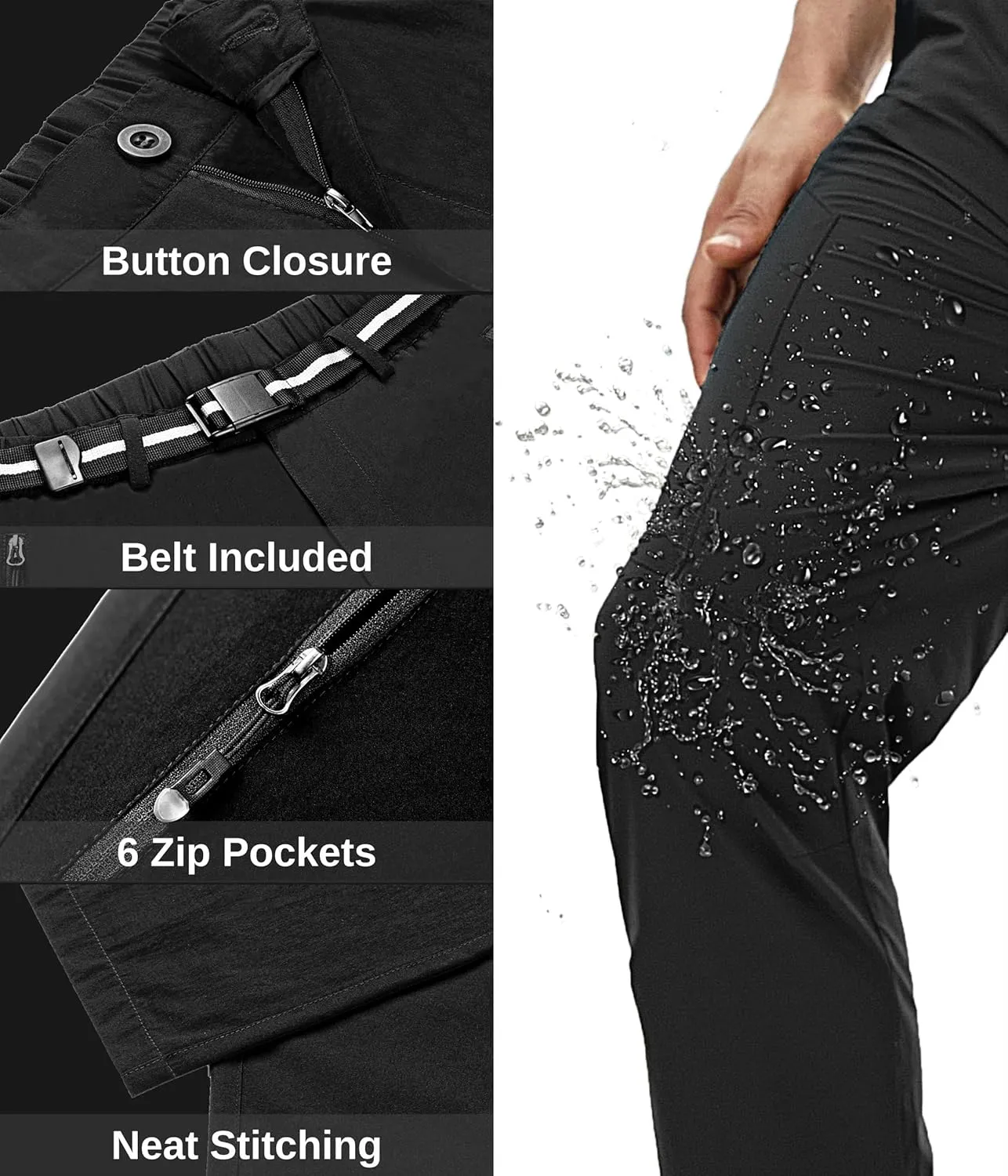 NATUVENIX Hiking Pants Men Lightweight Mens Travel Pants Stretchy Work Pants for Men Quick Dry Fishing Pants Outdoor