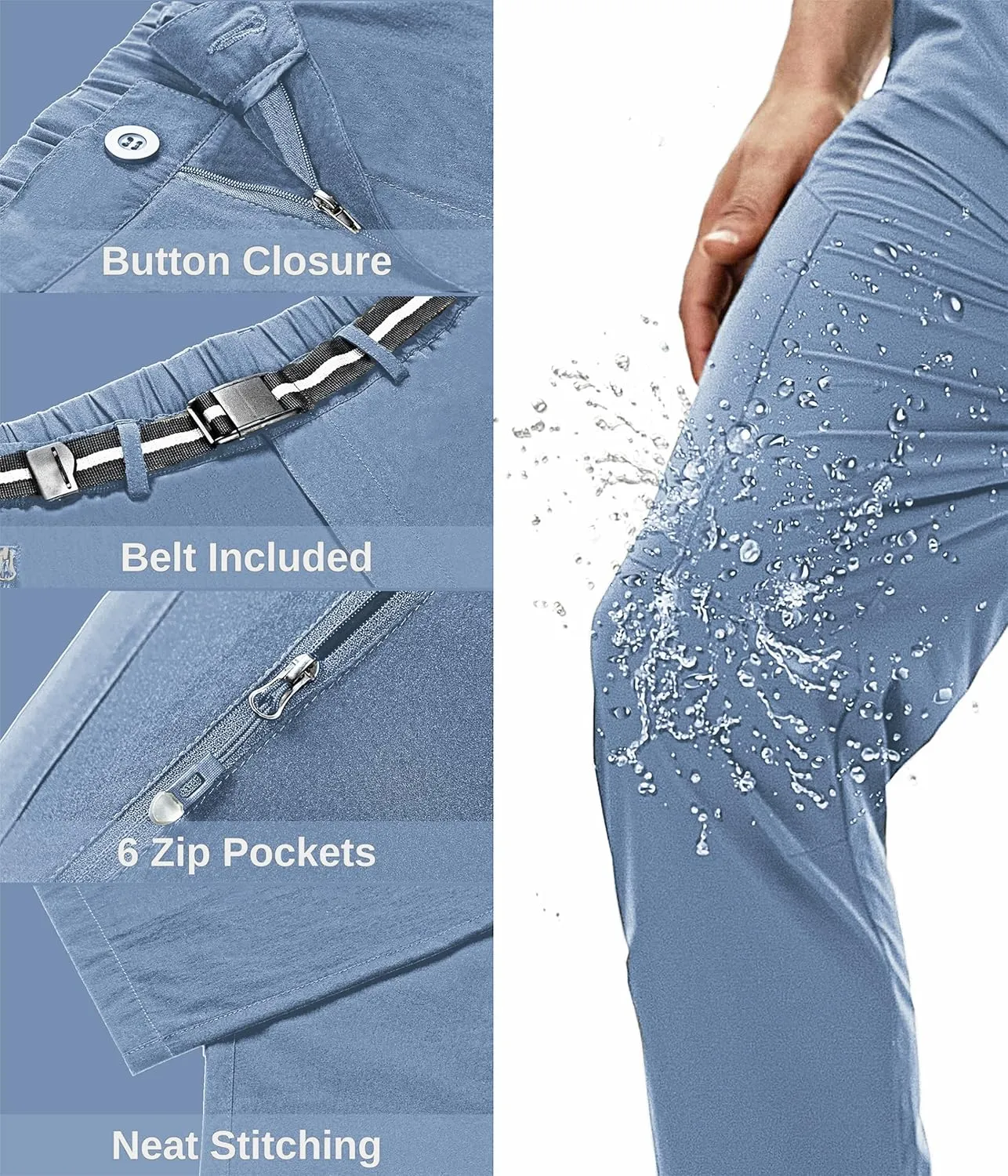 NATUVENIX Hiking Pants Men Lightweight Mens Travel Pants Stretchy Work Pants for Men Quick Dry Fishing Pants Outdoor