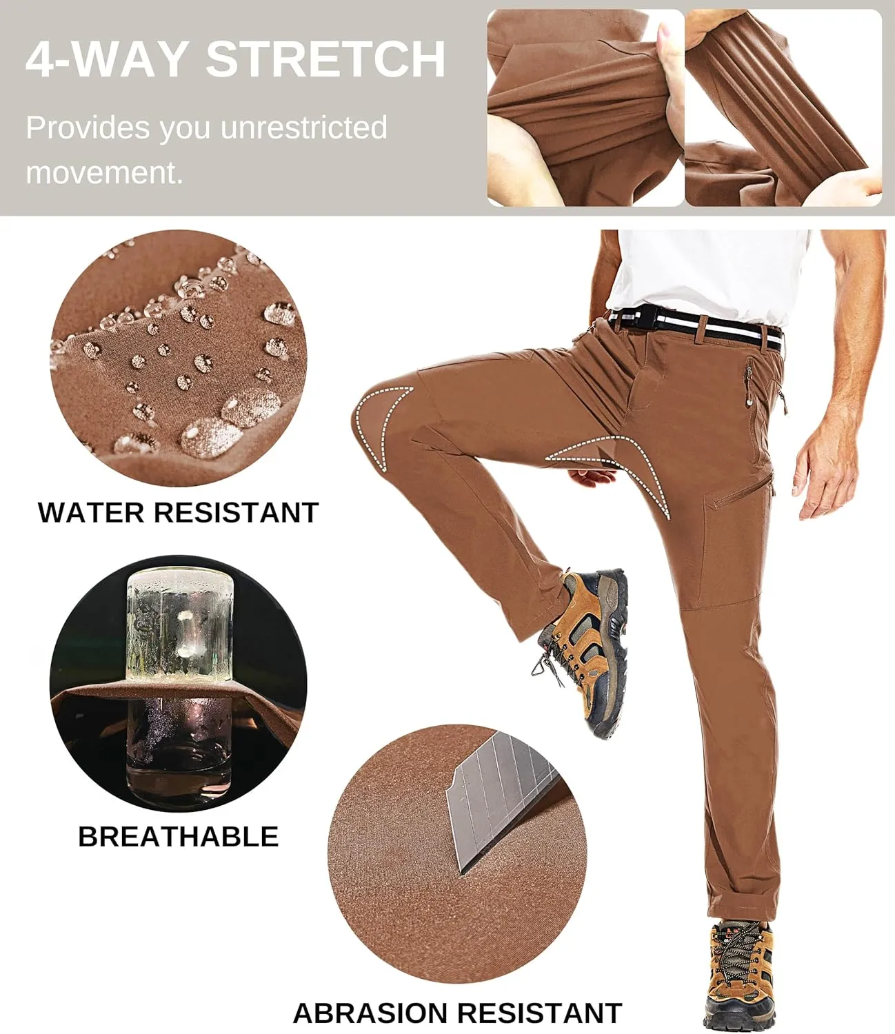 NATUVENIX Hiking Pants Men Lightweight Mens Travel Pants Stretchy Work Pants for Men Quick Dry Fishing Pants Outdoor