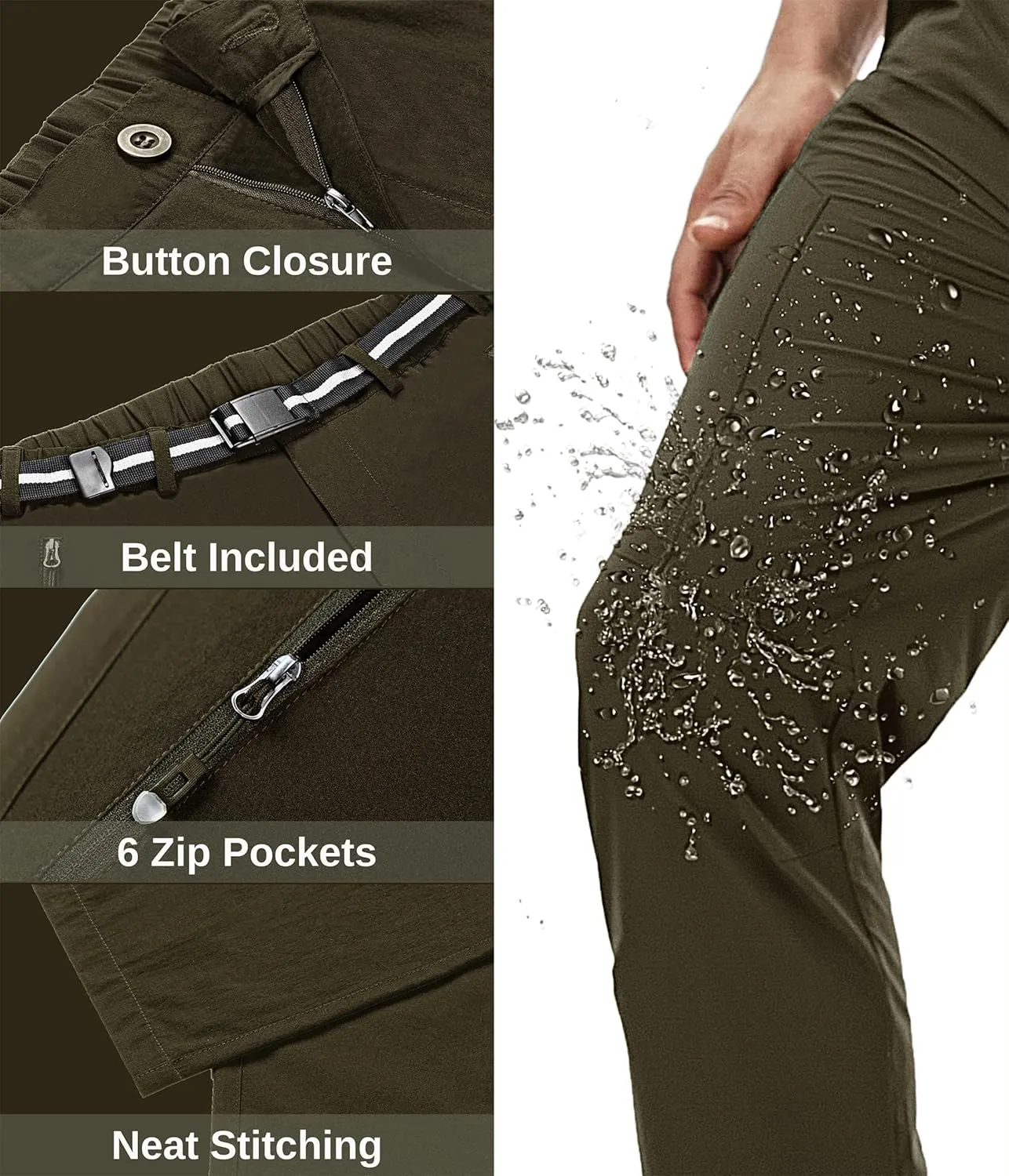 NATUVENIX Hiking Pants Men Lightweight Mens Travel Pants Stretchy Work Pants for Men Quick Dry Fishing Pants Outdoor