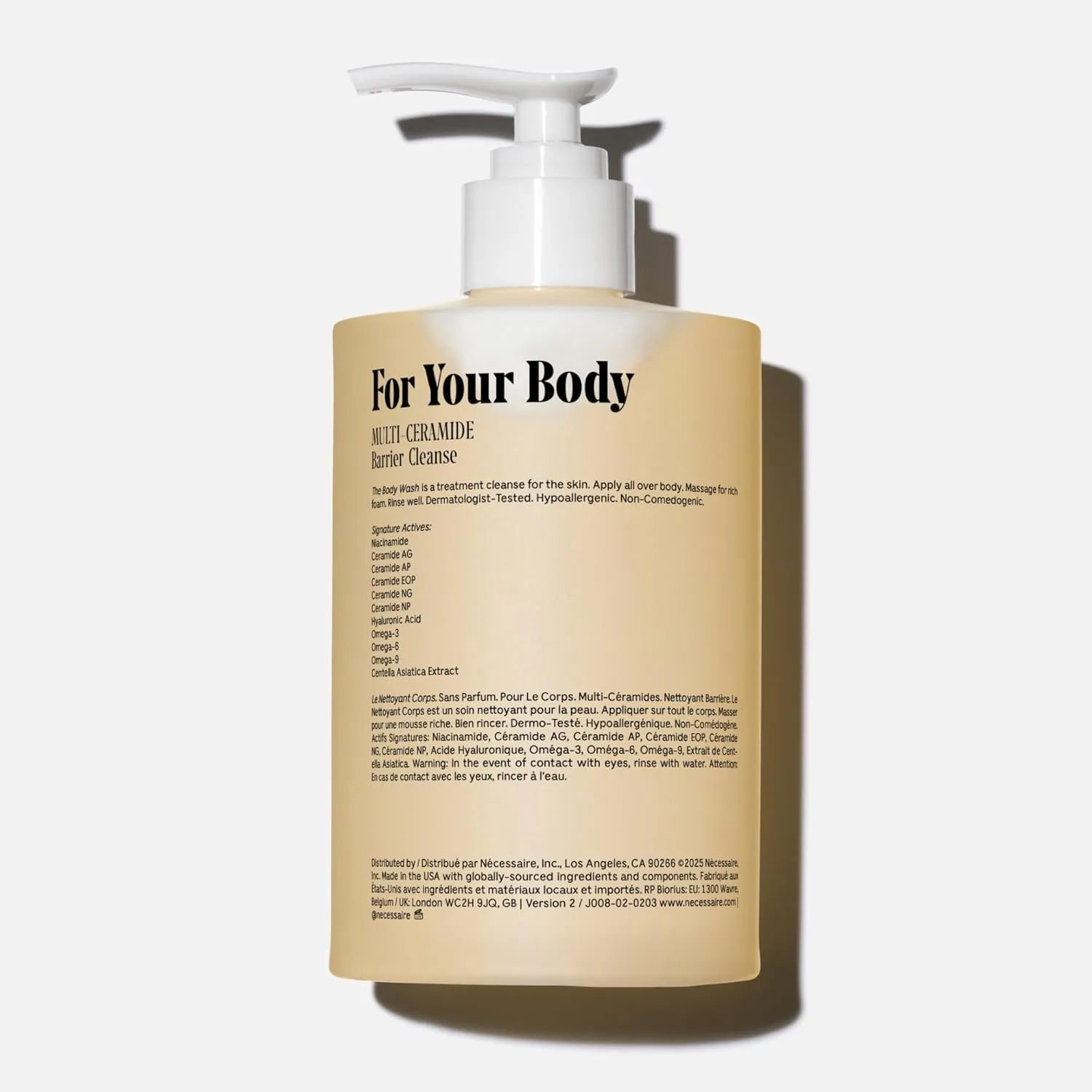 Nécessaire The Body Wash Fragrance-Free. Natural Body Wash for Women   Men. Barrier Cleanse. Multi-Ceramide Gel Cleanser, 16.9 Fl Oz.