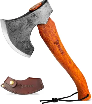 NEDFOSS Mammoth Camping Hatchet Axe, 15" Camping Axe with 1065 High Carbon Steel & Wooden Handle, Multi-Purpose Hatchet Axe for Camping, Bushcraft and Survival, Gift for Men
