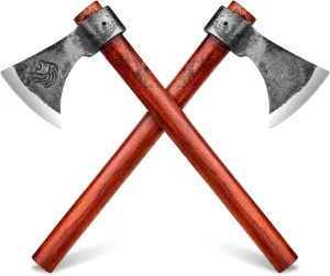 NEDFOSS Vikings Throwing Axes, 2 Pack of 16 Inches Throwing Axe Set with 1065 High Carbon Steel & Wooden Handle. Perfect for Axe Throwing Game, Recreation, Competition & Great Gift for Men（2pcs）