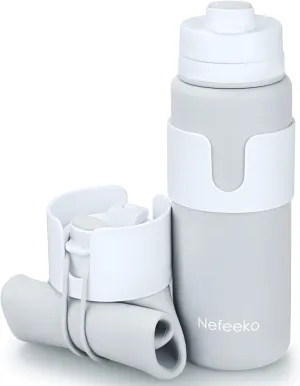 Nefeeko Collapsible Water Bottle, BPA Free 26oz Foldable Water Bottle for Travel Sports, Leak-Proof Spill-Proof Portable Water Bottles with Carabiner, Lightweight