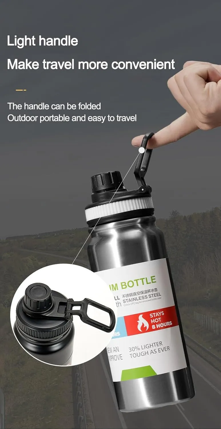NEONSA Water bottles,water bottle steel, bottle 32 oz, reusable water bottles,workout water bottles for men,for Gym, Travel, Camping, BPA Free Keep Cold 24H Hot 12