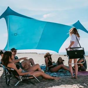 Neso Gigante - Portable Beach Tent - Ideal to Enjoy with Family and Friends - UPF 50 , Water-Resistant, and Lightweight - Teal, 11' x 11'