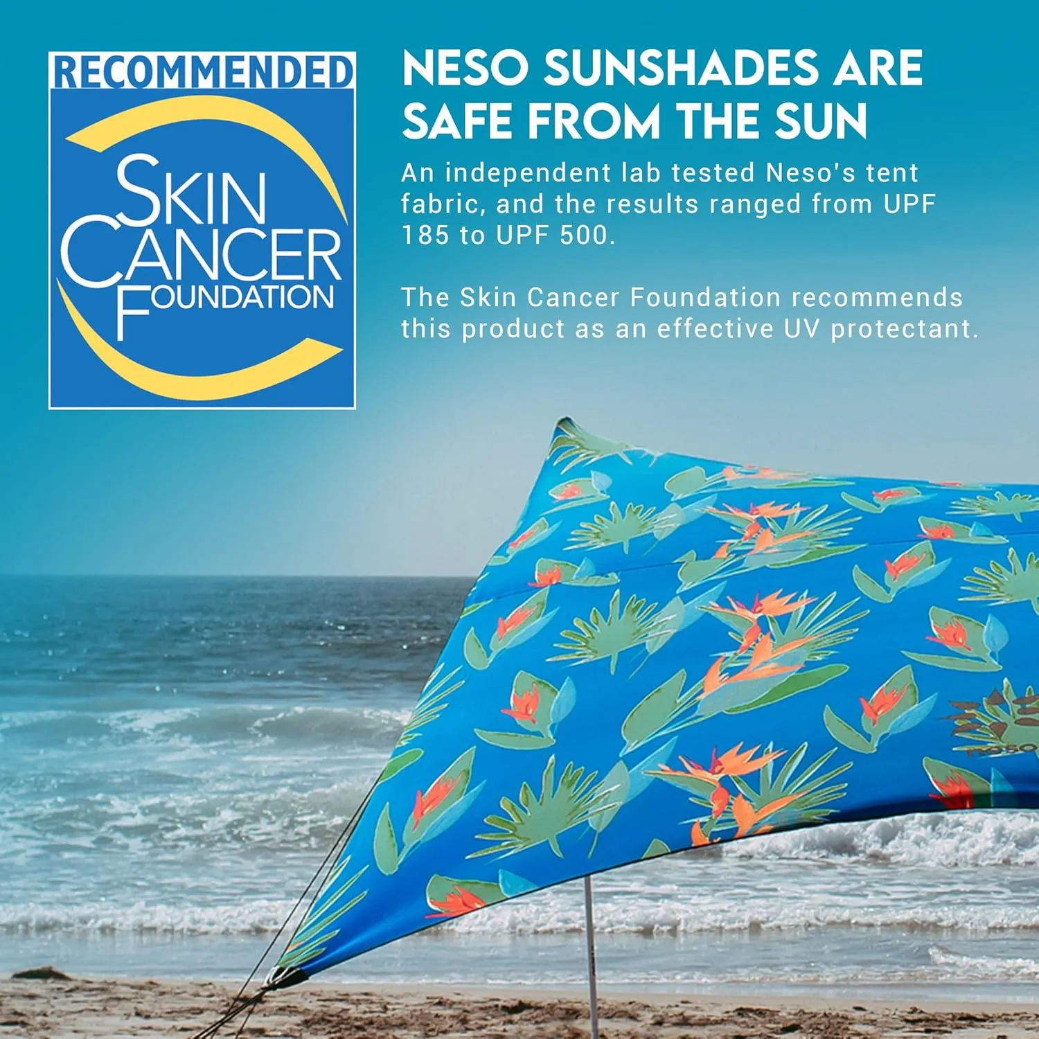 Neso Gigante - Portable Beach Tent - Ideal to Enjoy with Family and Friends - UPF 50 , Water-Resistant, and Lightweight - Tropical Floral, 11' x 11'
