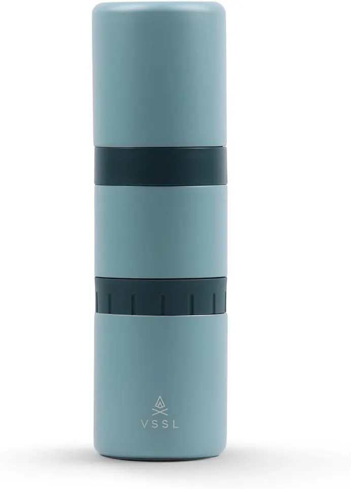 Nest Pour Over Coffee Kit, Transportable and Compact Pour Over Kit with Two 10 oz Double Walled Mugs, Everglade