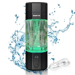 New Upgrade 10000PPB Hydrogen Water Bottle with SPE/PEM Technology Seven Colorful Light Double Anti-Slip and Leak-Proof Hydrogen Water Generator with Pressure Relief Valve (Black)