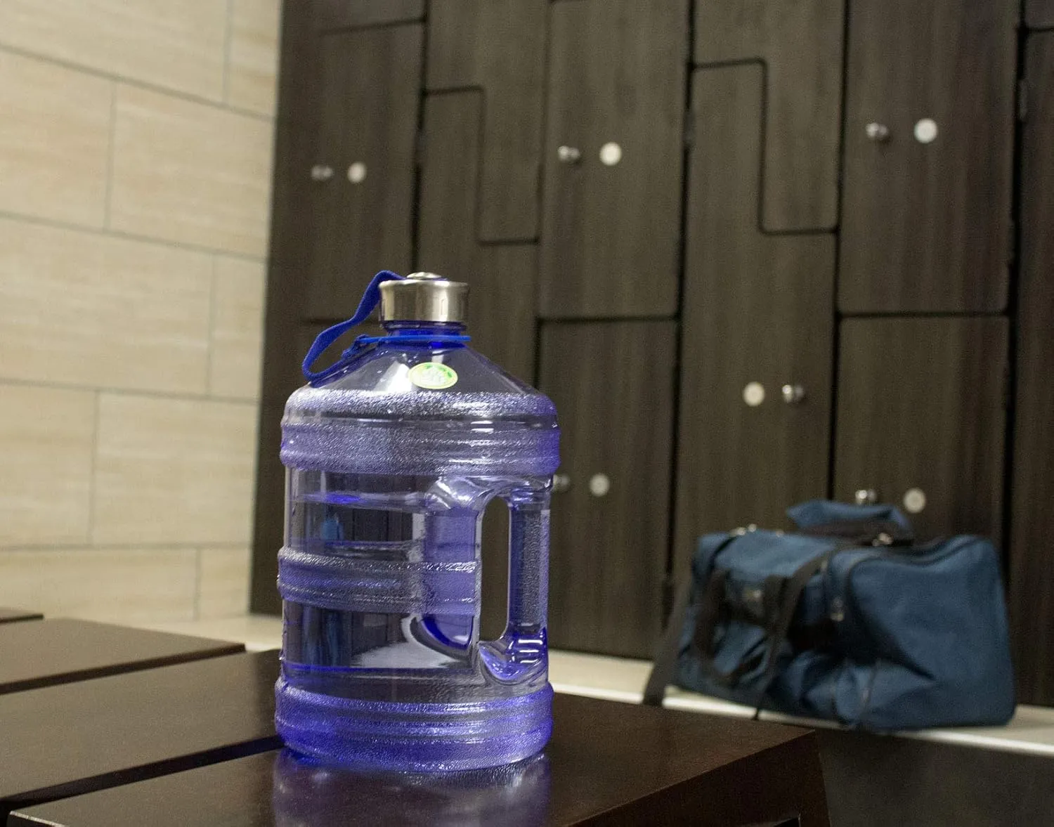 New Wave Enviro 1 Gallon Square BPA Free Bottle with Screw Top Lid and Integrated Handle, Space Saving Design, Ideal for Gym and Outdoor Life, Blue & Iconic 1 Gallon BPA Free Water Bottle (Round)