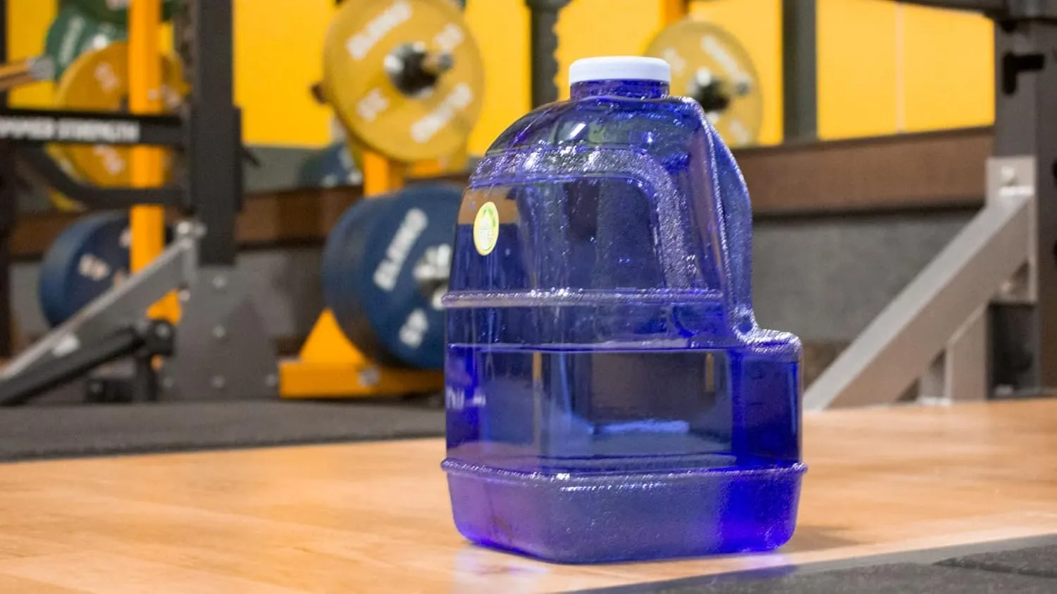 New Wave Enviro 1 Gallon Square BPA Free Bottle with Screw Top Lid and Integrated Handle, Space Saving Design, Ideal for Gym and Outdoor Life, Blue & Iconic 1 Gallon BPA Free Water Bottle (Round)