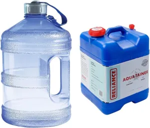 New Wave Enviro Iconic 1 Gallon BPA Free Water Bottle and Reliance 7 Gallon Rigid Water Container Bundle